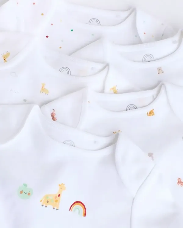 Next White 5 Pack 100% Cotton Short Sleeve Baby Bodysuits – Essential Comfort for Your Little One - Image 3