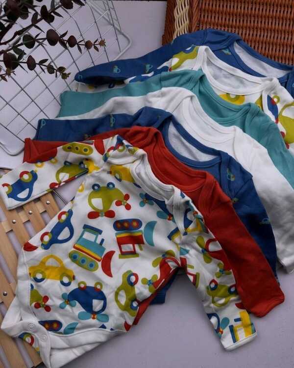 Bright Vehicle Long Sleeve Bodysuits 7 Pack