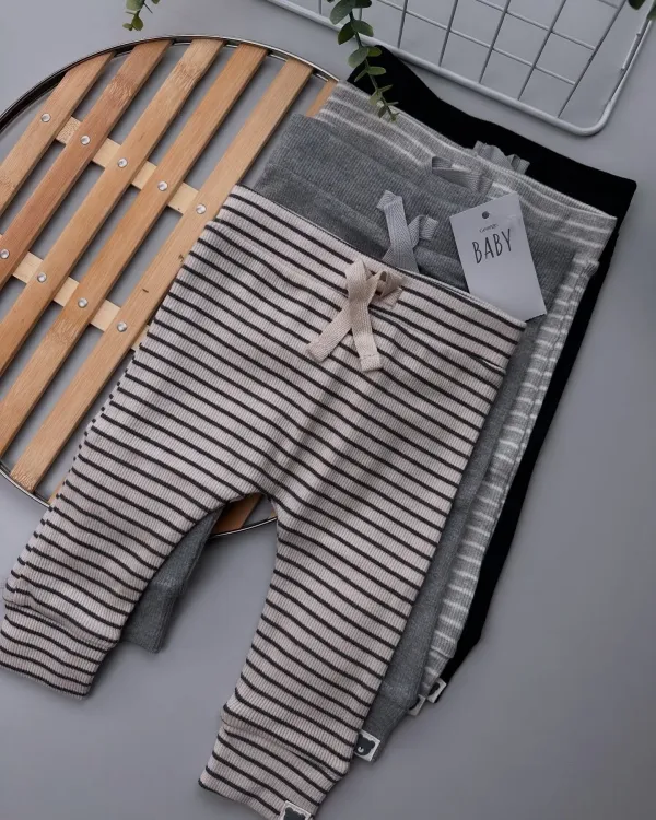 Baby Ribbed Cotton Joggers – 4-Pack of Soft, Stretchy Pants for Newborns to Toddlers