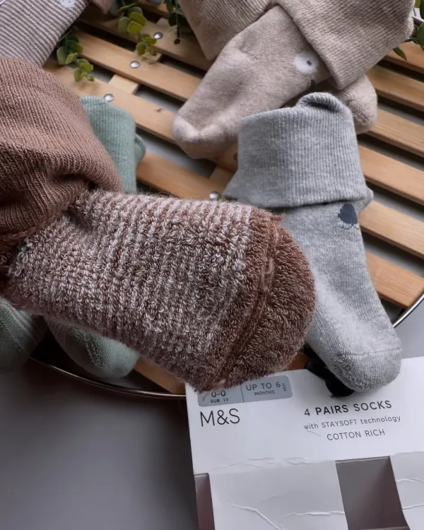 4 Pack Cotton Rich Striped Baby Socks. - Image 2