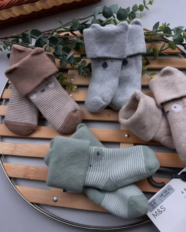 4 Pack Cotton Rich Striped Baby Socks.