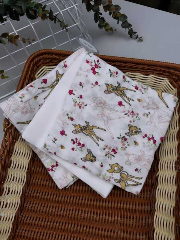 Disney 3 Pack Baby Pink Muslin Cloths - Image 2