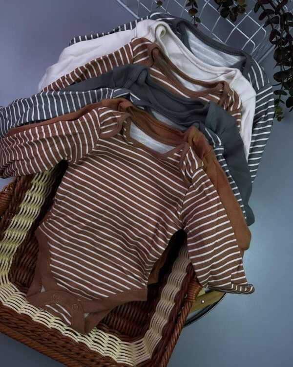 Stripey Baby Bodysuits 7 Pack – 100% Cotton Long Sleeve Basics (0–3Y) - Image 3