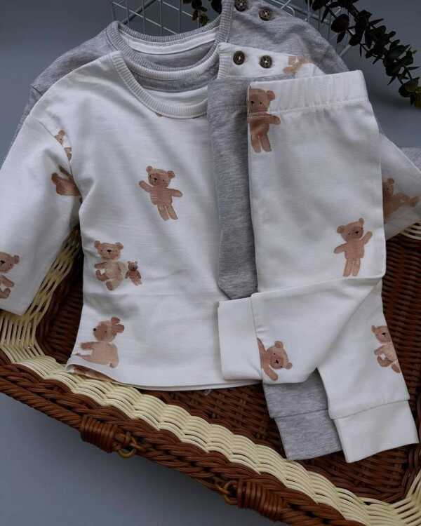 Grey Bear Baby Top & Trousers Set (2 Pack) | Soft Jersey Outfit Kenya - Image 4