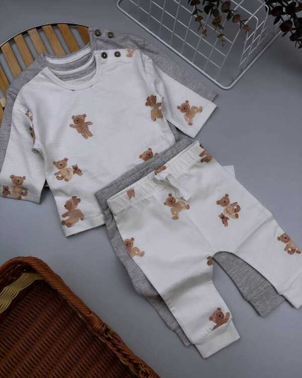 Grey Bear Baby Top & Trousers Set (2 Pack) | Soft Jersey Outfit Kenya