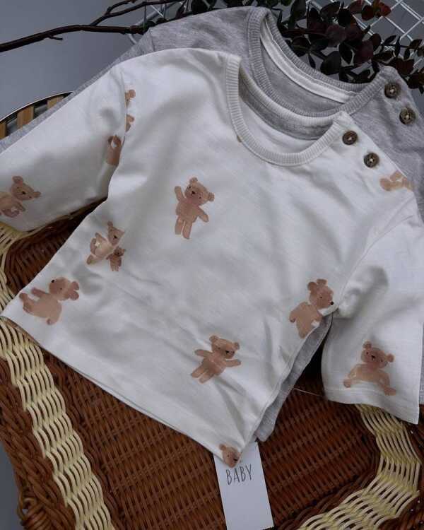 Grey Bear Baby Top & Trousers Set (2 Pack) | Soft Jersey Outfit Kenya - Image 2
